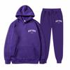 Men Women Streetwear Fleece Hoodie Set Fashion Pullover Long Two-Piece