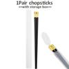 1 Pair Black Gold Disposable Sushi Chopsticks With Box