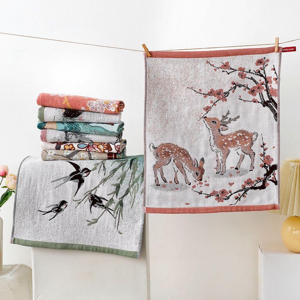 Cartoon Kitchen Towel 4 Layer Cotton Gauze Pure Cotton Dish Cloth  for Kids Children