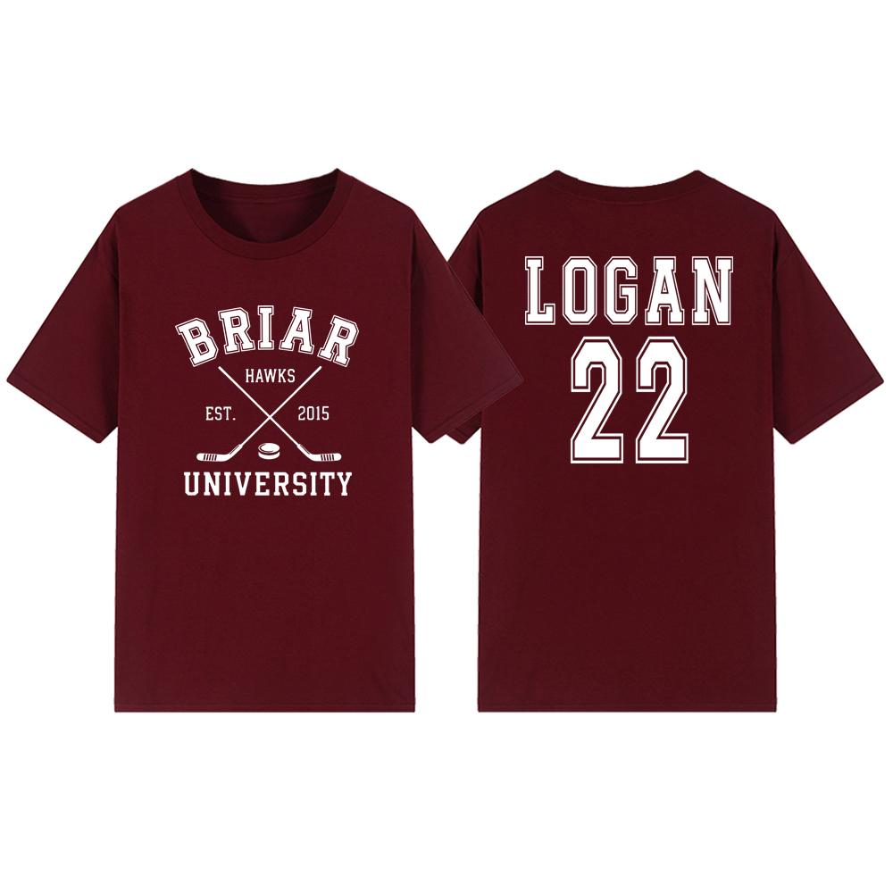 Briar University Logan 22 Hockey Two-Sided T-Shirt Off Campus Series Shirt Hockey Romance Tee Unisex Casual Graphic T Shirts