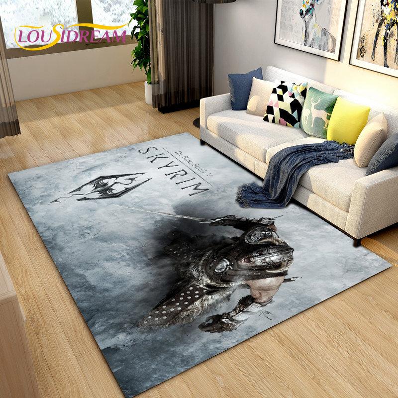Alfombra grande para gamers de The Elder Scrolls, ideal para sala de estar, dormitorio, sofá, decoración, antideslizante para niños.