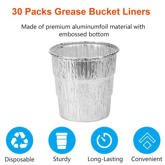 25Pcs Disposable Grease Bucket Liner Heat Resistant BBQ Tin Foil Grease Drip Tray Replacement Kit Outdoor Barbecue Grill Accessories