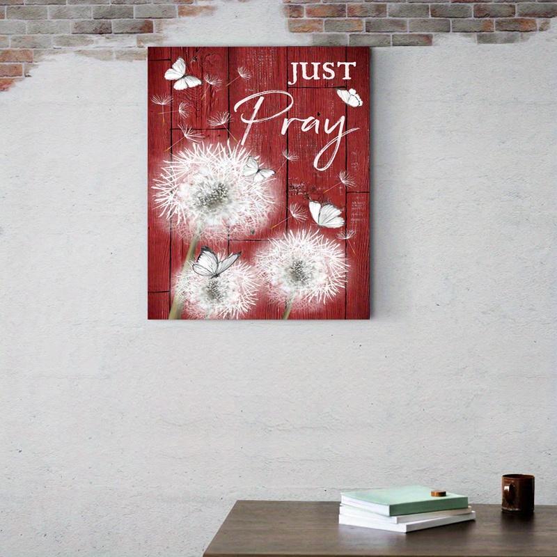 Framed - White Dandelion Butterfly Multiple Scene Display Framed Canvas Poster - Decorative Wall Art - Including Hanging Hard