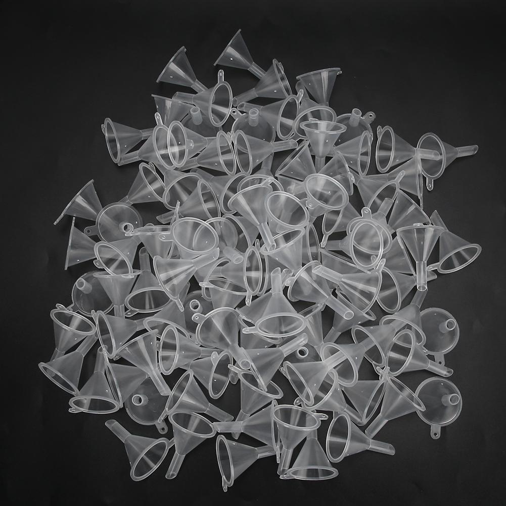 100pcs Small Clear Plastic Funnels Empty Bottle Filling Tools for Cosmetic Liquids Perfume