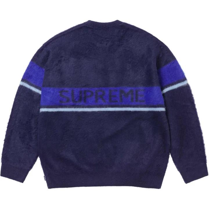 Supreme Brushed Stripe Sweater Navy