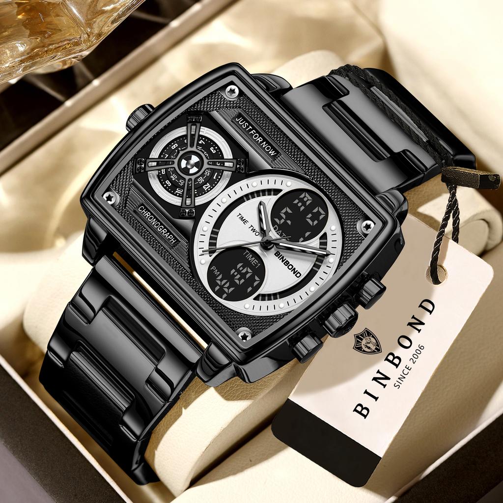 BINBOND Multi-Functional Precise Quartz Watches for Men Luxury Luminous Waterproof Men's Wristwatches
