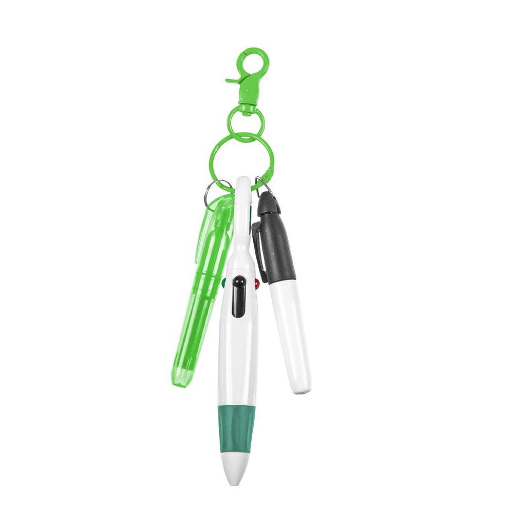 Creative Carabiner Ballpoint & Highlighter Pen Set - Portable Four-Color Pocket Pen for Advertising