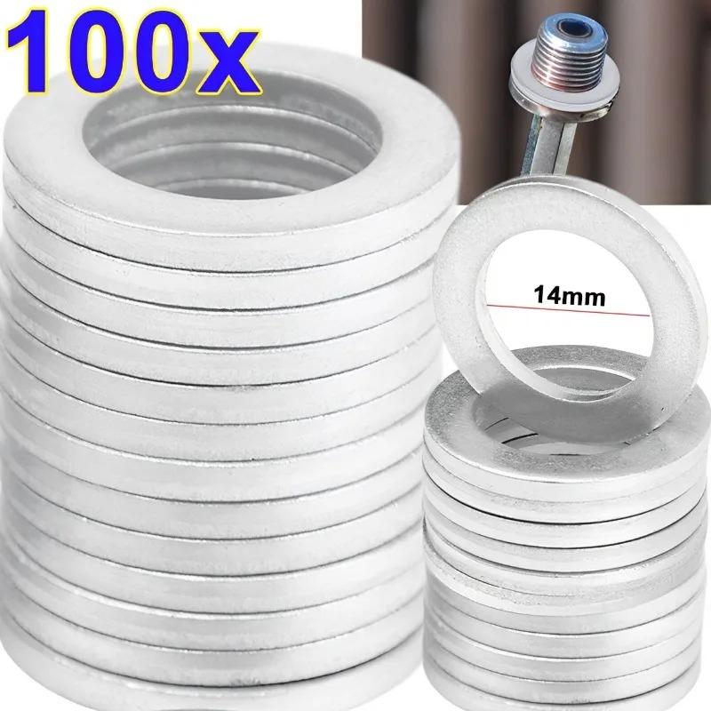 14mm Aluminum Oil Drain Plug Crush Washer Set Non-Slip for Lasting Sealing Car Exterior Accessories for Oil Change Compatible