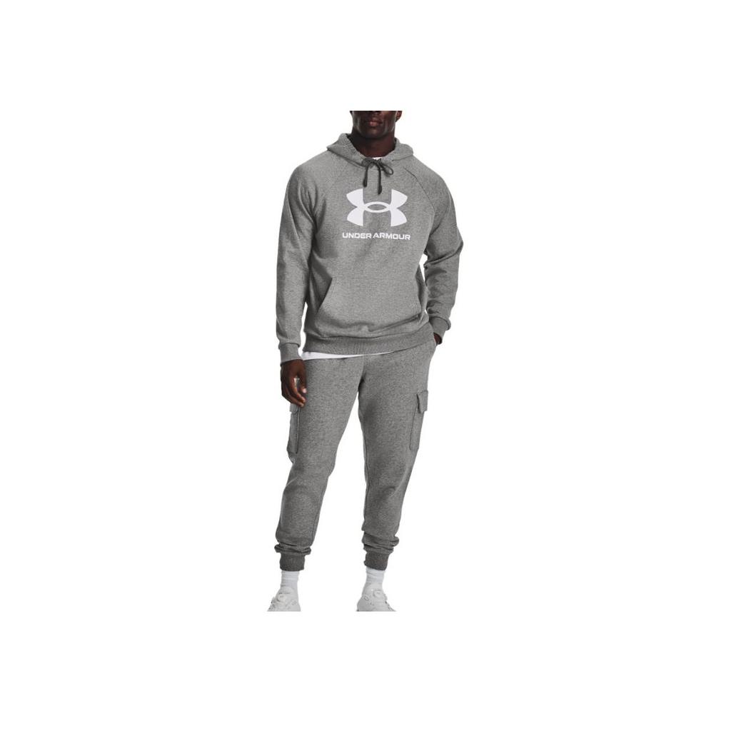 Under Armour Rival Fleece Letter Print Raglan Hoodie Men hoodies Gray 1379758-025
