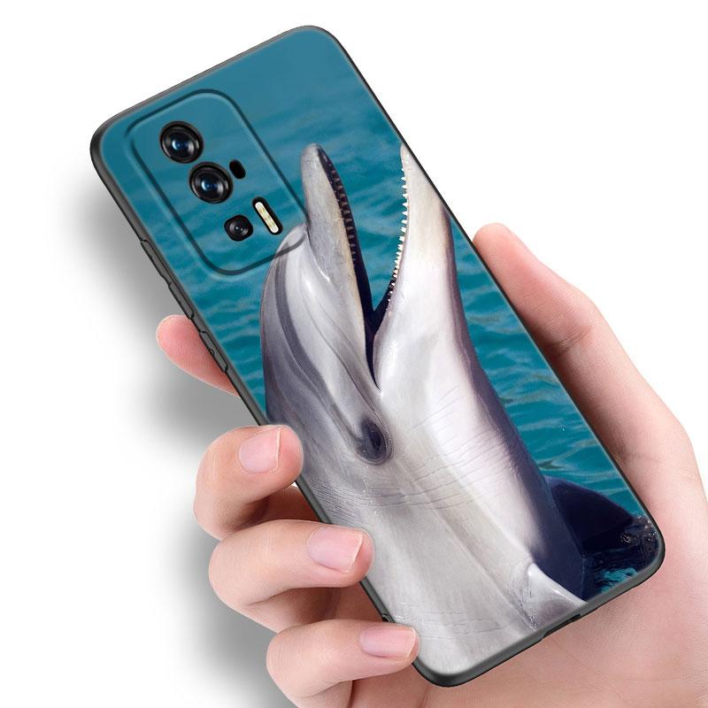 Animal Dolphin Black Silicone Phone Case For Xiaomi Redmi 7A 8A 9A 10A 11A 9C 10C 12C 13C 11 Prime A1 A2 Plus 12 4G Note 9T 12R