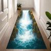 3D Waterfall Canyon Carpet Mat Rug Realistic Nature Print Non-slip Floor Mat for Living Room Bedroom Hallway Home Decoration