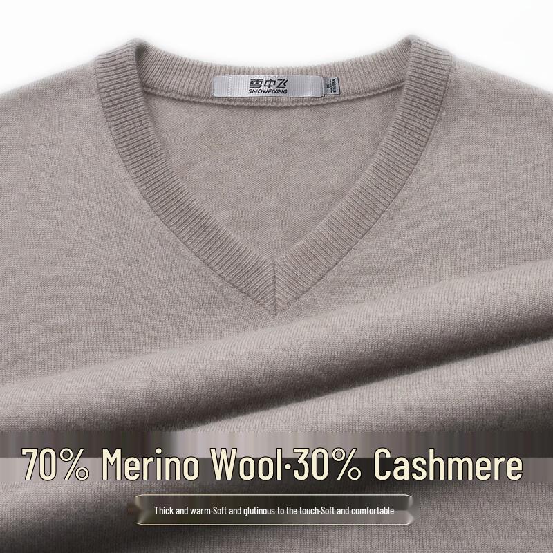 SNOWFLYING Men's V-Neck Cashmere Blend Sweater