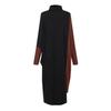 Plus Size Autumn Patchwork Color Midi Dress Loose Fit Cold Resistant Mid Calf Length Popular Lady Shopping Dress