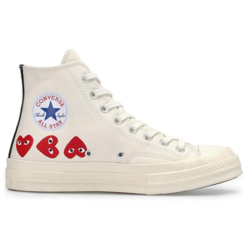 Converse 1970s Des Garçons Play Red Heart String High Top Espadrilles Unisex White
