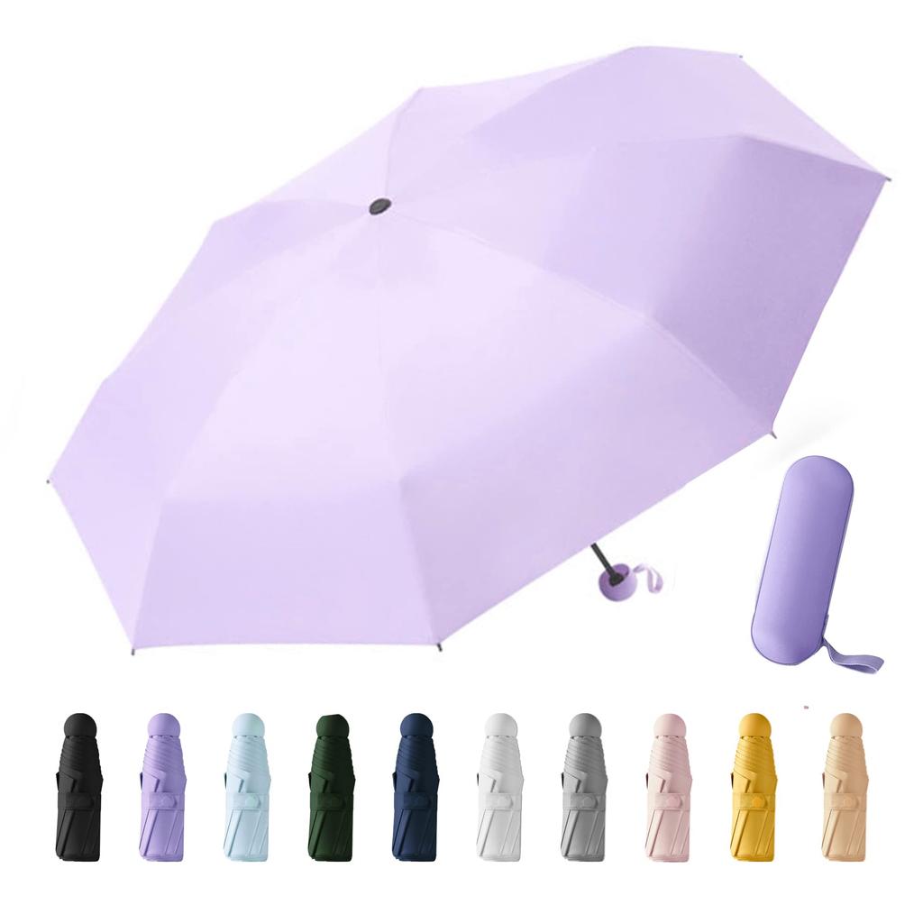 Mini Sun UV Foldable Rain or Manual Opening Sun Rainy Season Super Water Highly with Storage Eight Purple Umbrella, Umbrella, Ultra-Compact,