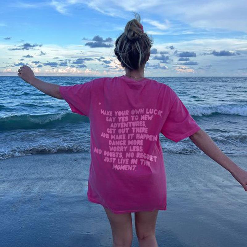 Summer Round Neck 3D Simple Print Top Fashionable Casual Short Sleeved Women's T-shirts