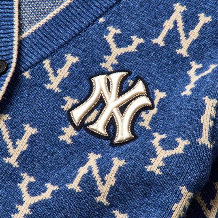 New MLB Old Flower Sweaters Unisex Blue 3AKTM0114-50BLD