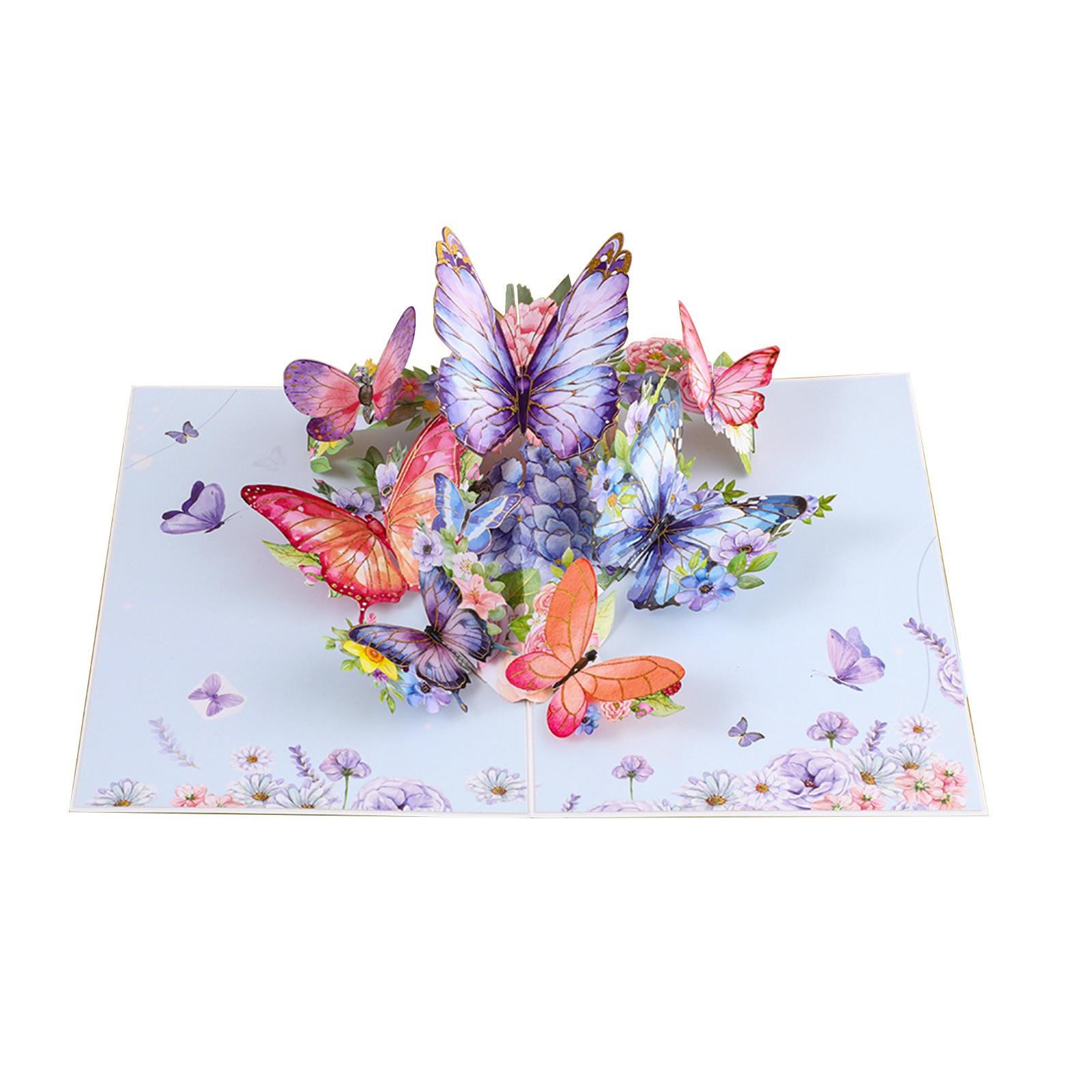 

3D-букет из бабочек ко Дню матери, складная поздравительная открытка, бумажная скульптура, цветочный фестиваль, подарок-благословение ко Дню учителя One Size