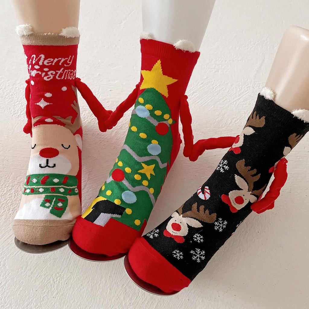 Weihnachten Hand in Hand Socken Lustiges Paar Magnetische Socken Hand Halten Lustige Socken Magnetisches Paar Socken Winter Baumwollsocken