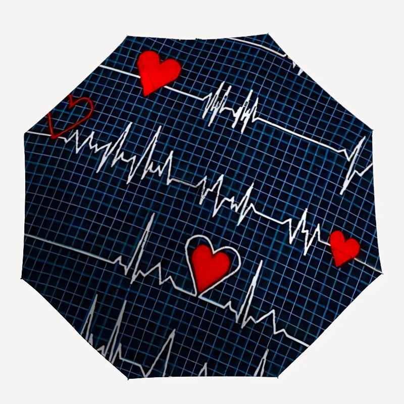 

1pc Heartbeat Folding Umbrella | Elegant Design, Fashionable Accessory, Durable Construction, Sturdy Ribs yy251107077