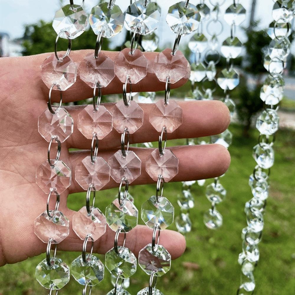 DIY 5Meters Octagonal Bead Curtain Crystal Acrylic Garland Strand Clear Hanging Diamond Chain Party Decorations