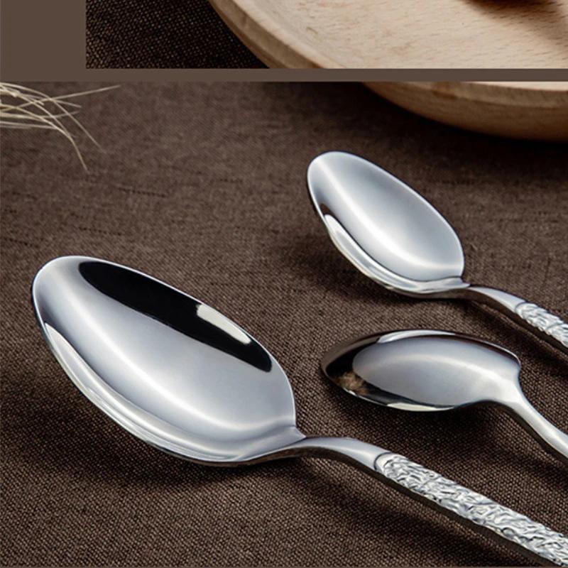 Ensemble de couverts 7 pièces en acier inoxydable, couteau, fourchette, cuillère, vaisselle, ensemble de couverts, vaisselle de cuisine de festival, ensemble de vaisselle cadeau