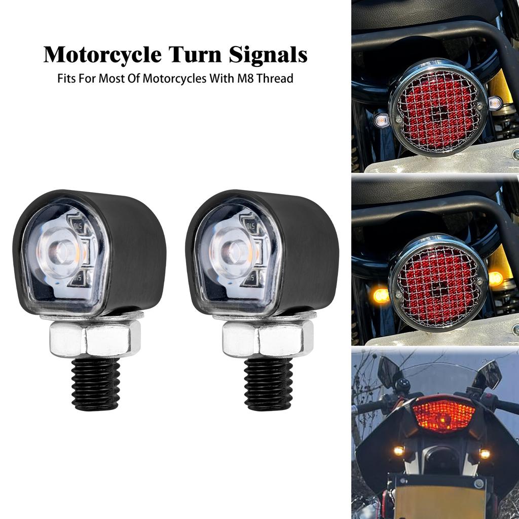 Motorcycle LED Turn Signal 8mm Mini Indicators Rear Front Blinker Lights Amber Flasher Lamp Universal For Cafe Racer For Harley