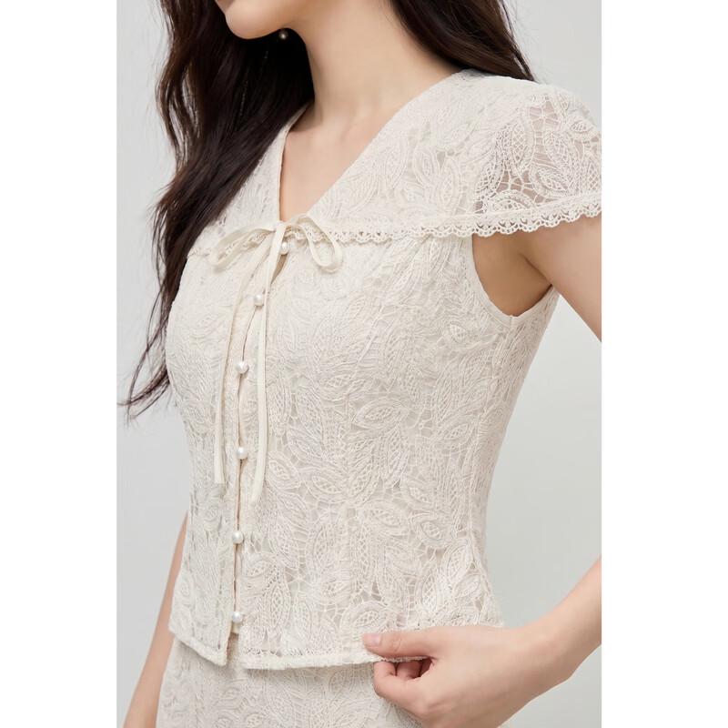 Completo gonna due pezzi da donna ricamato in pizzo