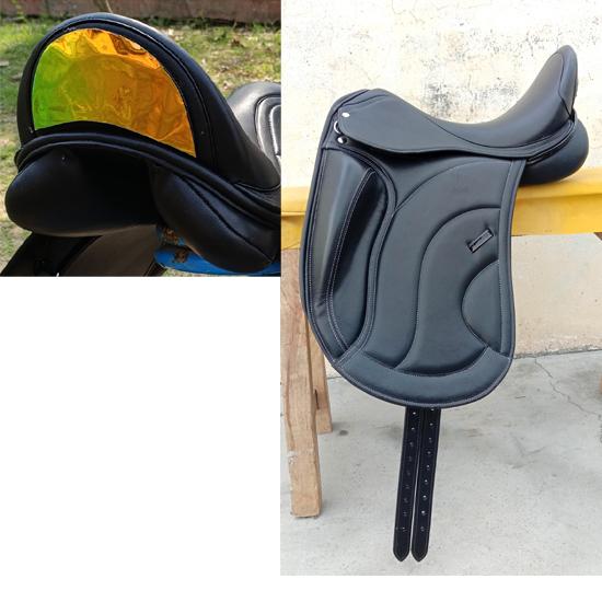 Leather Dressage Monoflap Saddle with Changeable Gullets – Elegant Cantle Design 16 Inch чёрный