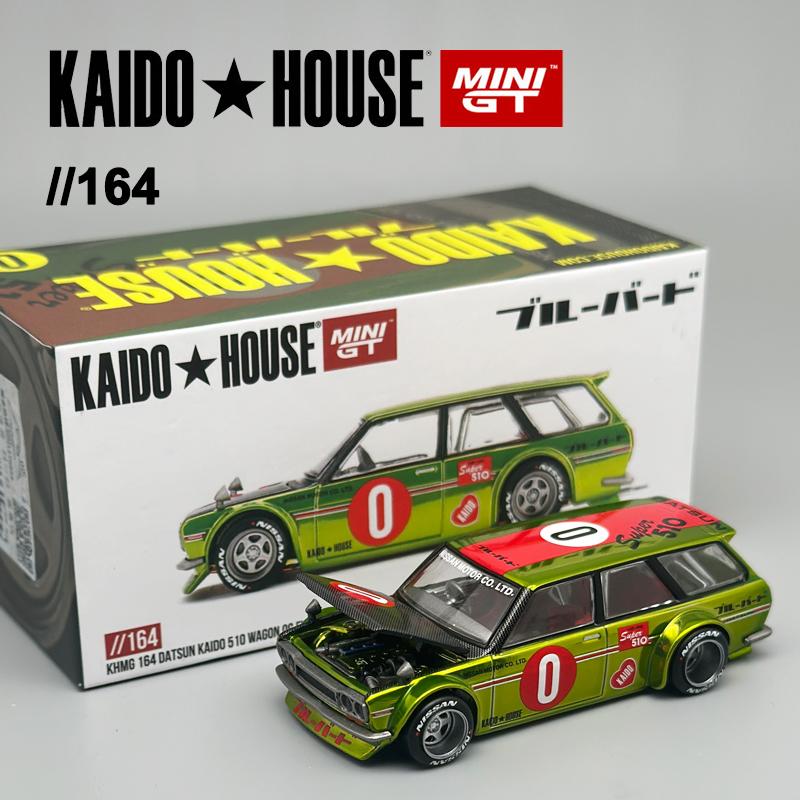 

Kaido House MINIGT Datsun KAIDO 510 Wagon OG Flo Yellow chrome alloy car Model 164