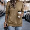 Fall Spring Women Sweatshirt Half-open Stand Collar Solid Color Loose Pullover with Big Pocket Elastic Cuffs OL Commuting Daily Top