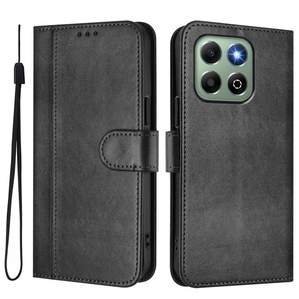 For Honor X6b 4G Cases Wallet Stand Retro Texture Leather Phone Cover with Lanyard