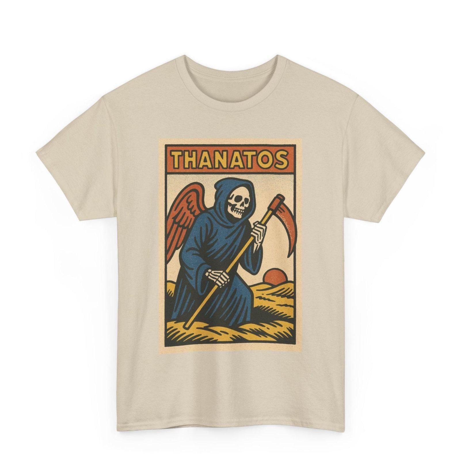 Thanatos Retro Comic T-Shirt: Vintage Greek God Graphic Tee 3XL