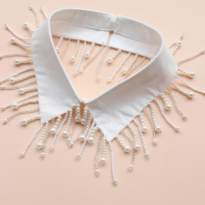1 Piece of Beaded Fake Collar with Pearl Strings, Crafted by Hand To Be Luxurious, Shiny and Exquisite. This Is a Non-mainstream