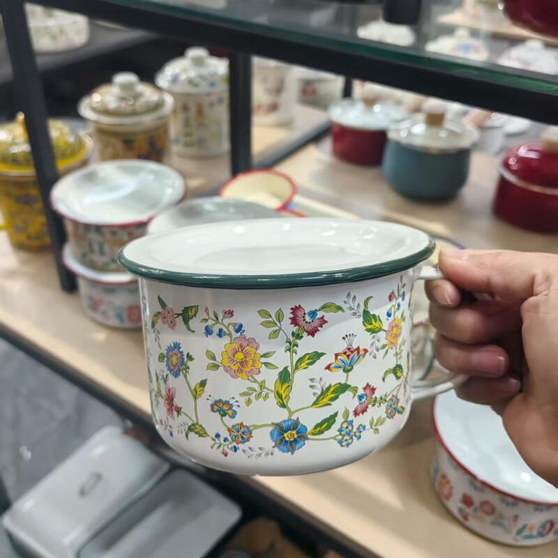 Contenedor de Comida Esmaltado Retro OLOEY con Tapa