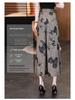 Plus Size Women's Chinese Style Printed Skirt-Pants - Summer Loose Slimming Seven-Point Pants