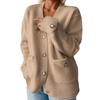 2025 Autumn/Winter Women's Long Sleeve V-neck Solid Color Knit Cardigan Sweater with Pockets