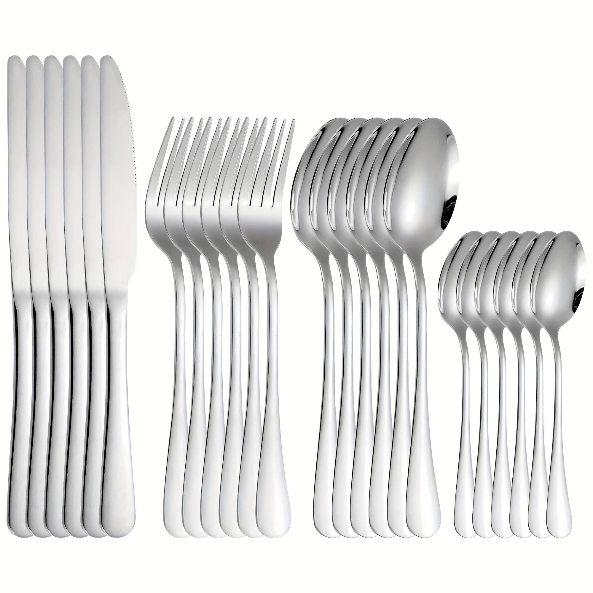 

Набор из 24 предметов столовых приборов из нержавеющей стали, включая ножи, вилки, ложки, подходит для отеля, ресторана, вечеринок, свадеб, подарков