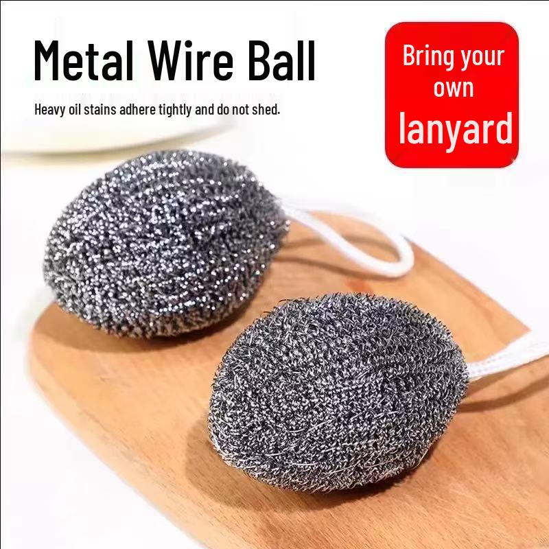 Stainless Steel Wool Lanyard Cleaning Ball - No Rust, No Shedding Kitchen Brush