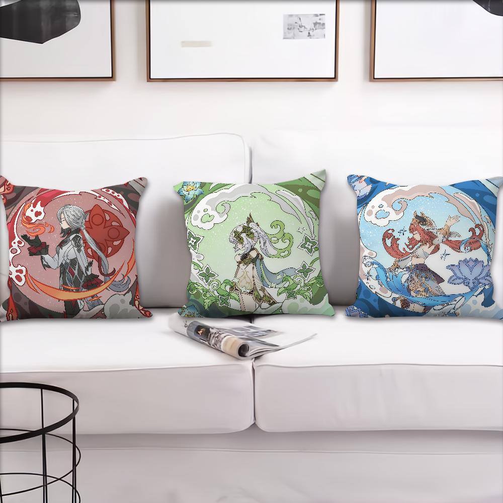 Game Genshin Impact girl a cushion cover Pillow Cover Decoration Room Home Sofa living Office Car Nordic Simplicity