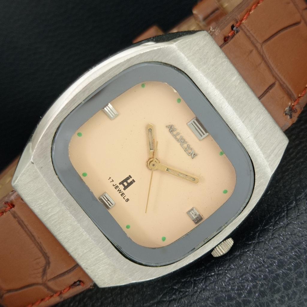 

ALLWYN 6300A HAND-WINDING VINTAGE INDIA MENS CREAM COLOR DIAL WATCH a706041-1