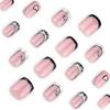 Valentine's Day Press On Nail Short Square False Nail Winter Nail with Heart Designs Stick On Nail Artificial Nail 24Pcs