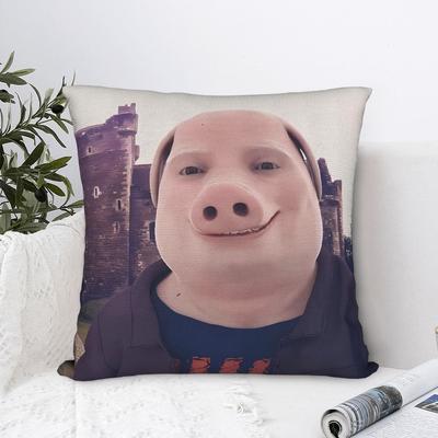 John Pork ruft doppelseitig bedruckte quadratische Kissenhülle aus kurzem Plüsch für Sofa Schlafzimmer