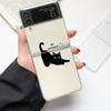 Funny Black Cat Fashion Phone Case For Samsung Galaxy Z Flip 3 4 5 6 7 Hard Folding Z Flip4 Clear PC Cover Protector Gift