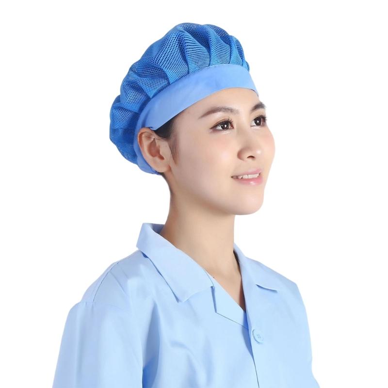 Dustproof Work Cap with Mesh Ventilation for Chefs and Food Handlers Elastic Edge for Secure Fit Foldable for Easy Carry