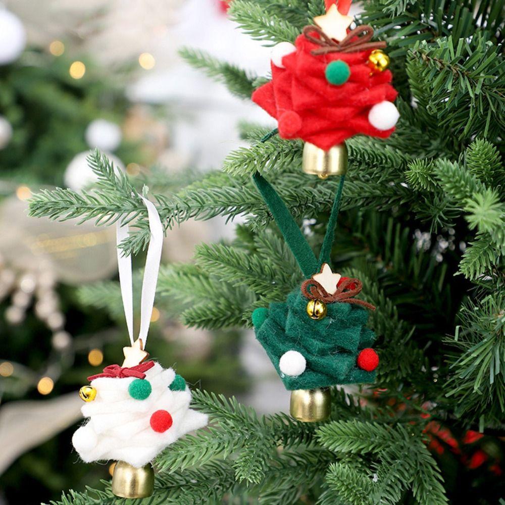 Rustic Felt Christmas Bell Pendant Crisp Sound Creative Xmas Tree Pendant Mini Handmade Christmas Jingle Bells for Xmas Tree