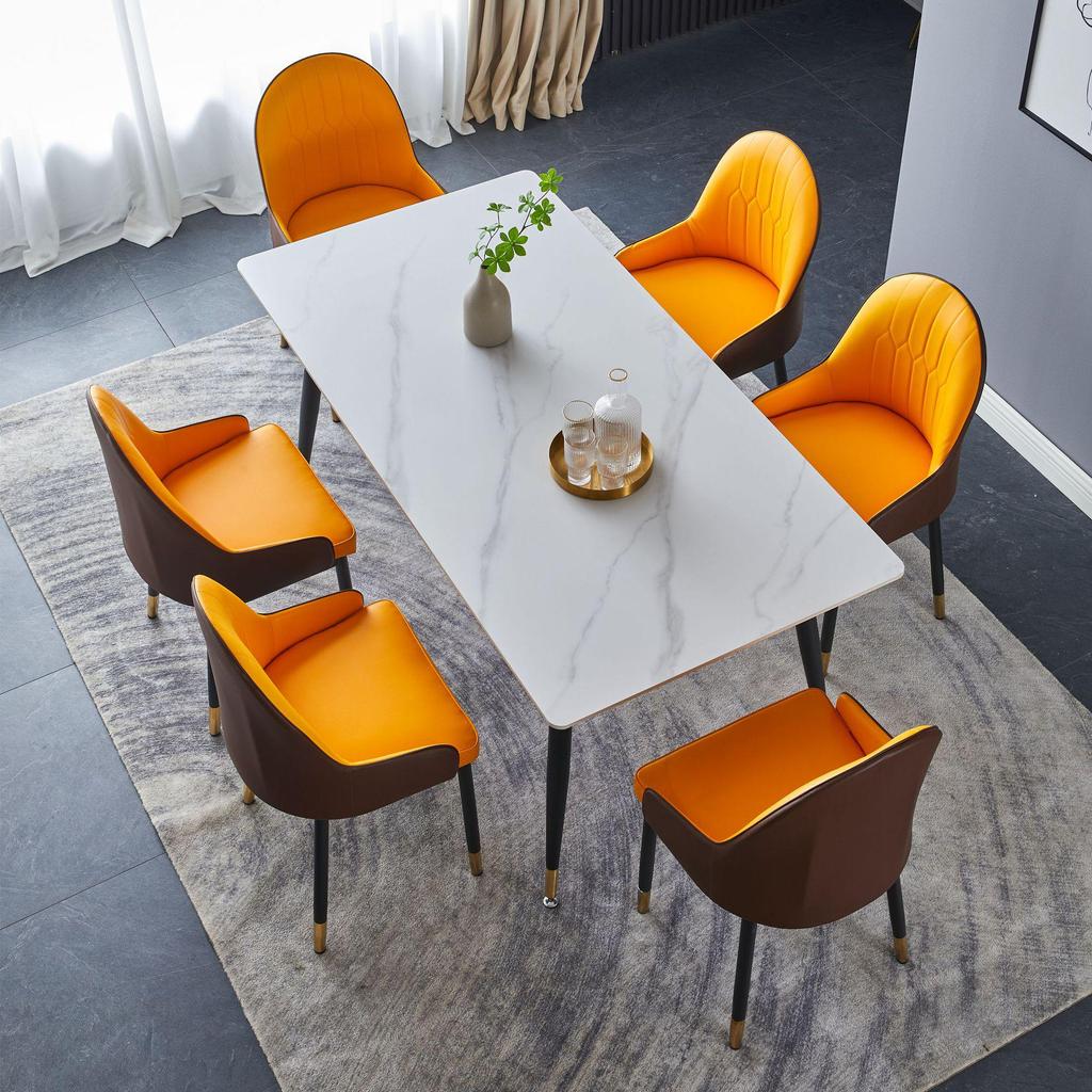 Modern Minimalist Italian Rock Slab Dining Table Set for Small Apartments