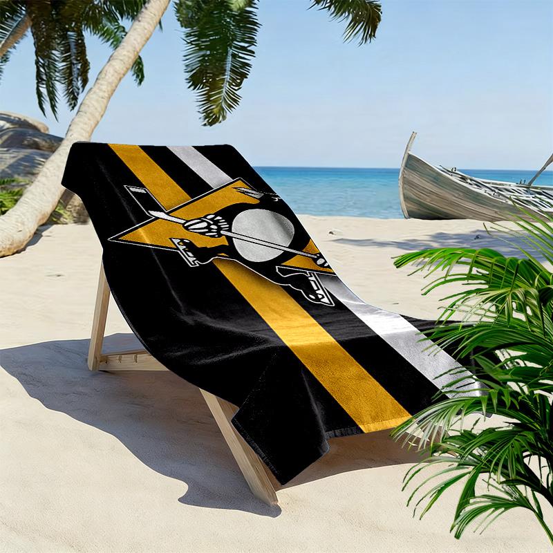 Pittsburgh Penguins Print Beach Towel, Large Soft Quick Dry Towel for Beach Camping Swimming