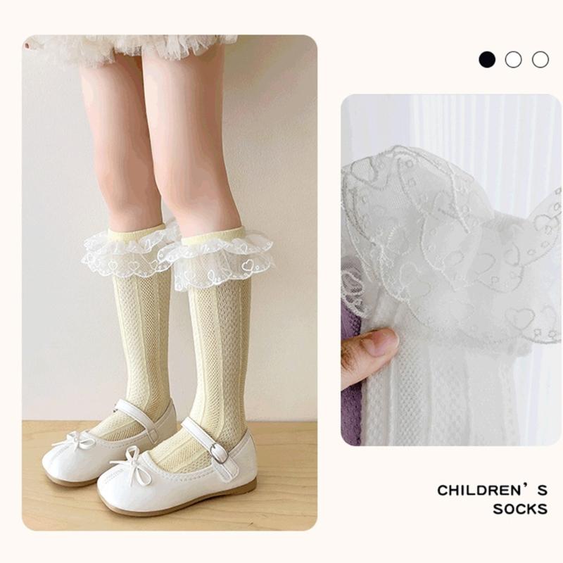 Fashion Lace Calf Socks Socks Breathable Loose Socks for Girls Bowknot High Boot Socks Long Knee High Stockings