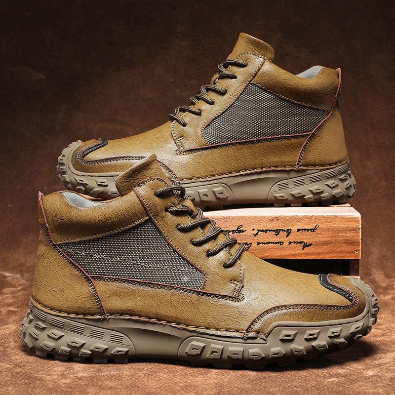 Handgefertigte Outdoor Herrenstiefel Spaltleder Herbst Knöchel-Sneakers Übergröße 38-46 Freizeit-Schuhwerk für Männer Hombres Botas